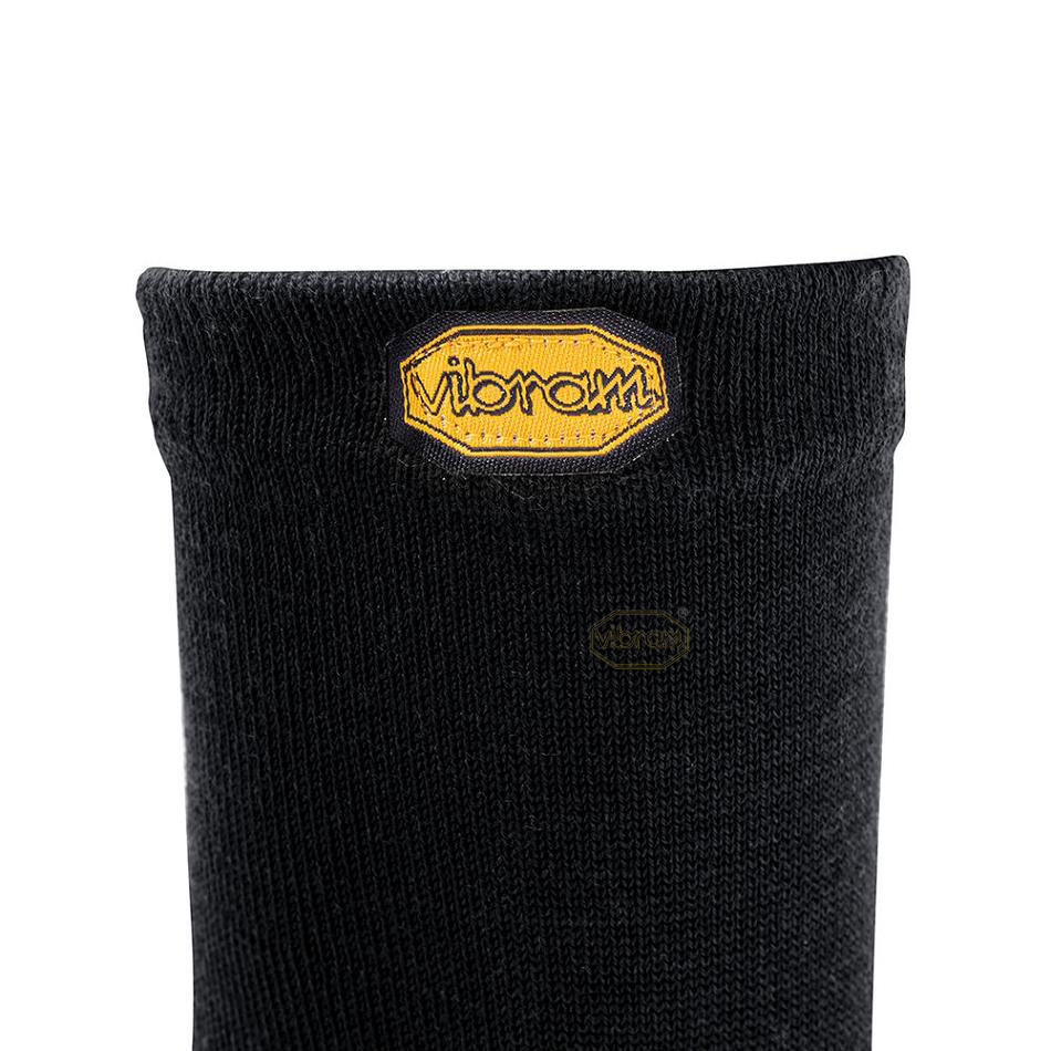 Men's Vibram 5TOE Crew Wool Socks Black | AUN68