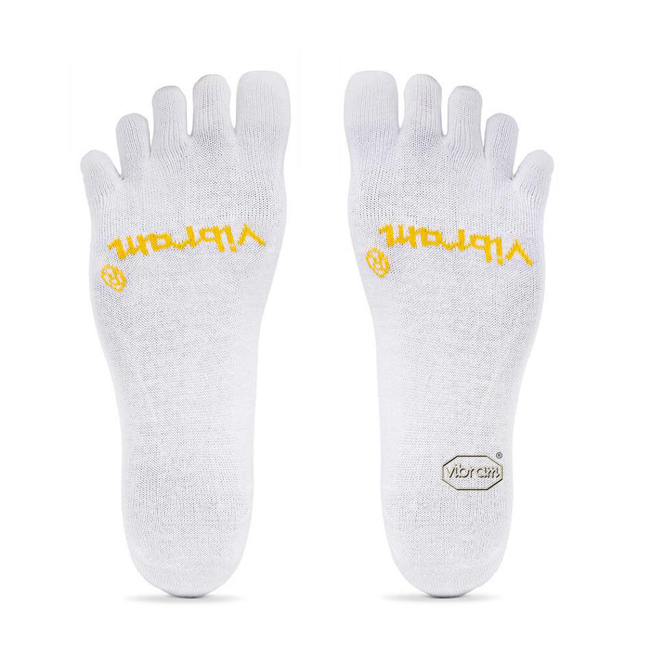 Men's Vibram 5TOE Ghost Socks White | AUK07