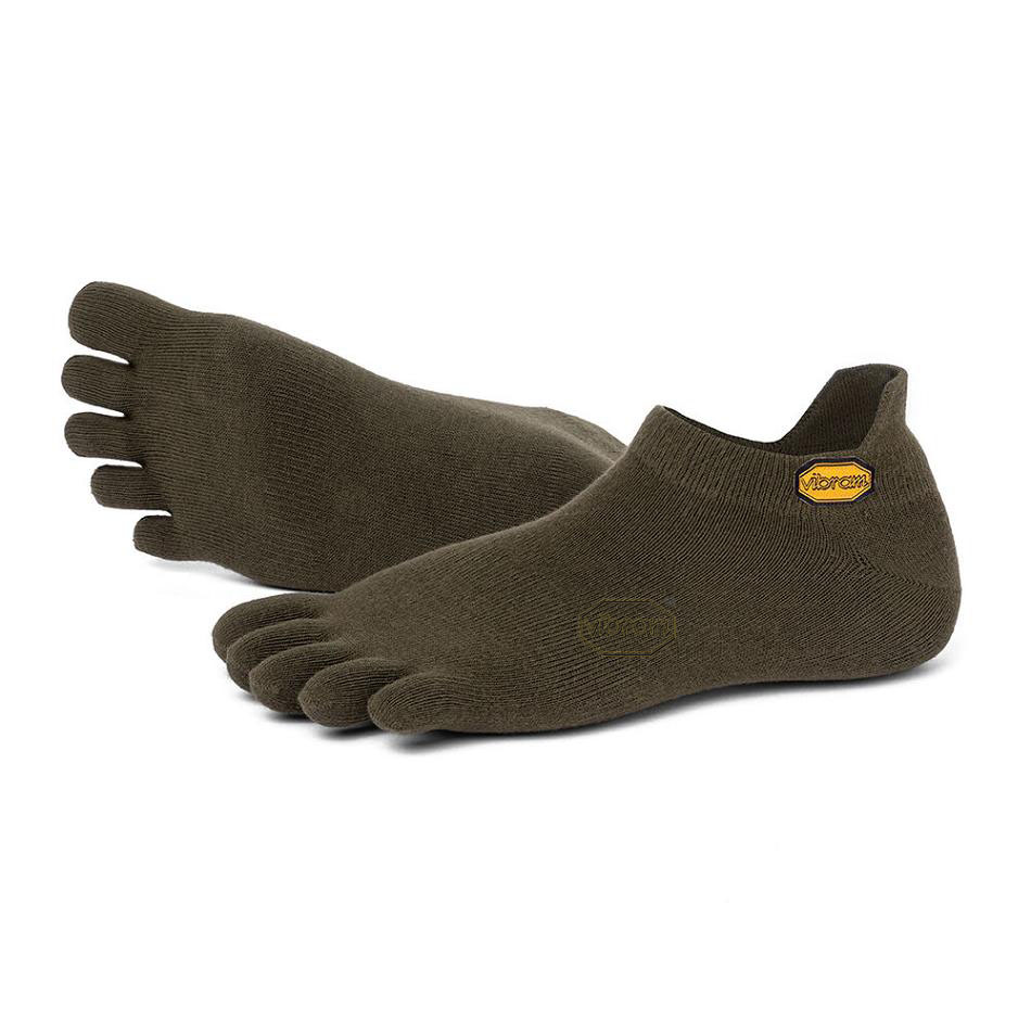 Men's Vibram 5TOE No Show Socks Green | AUB94