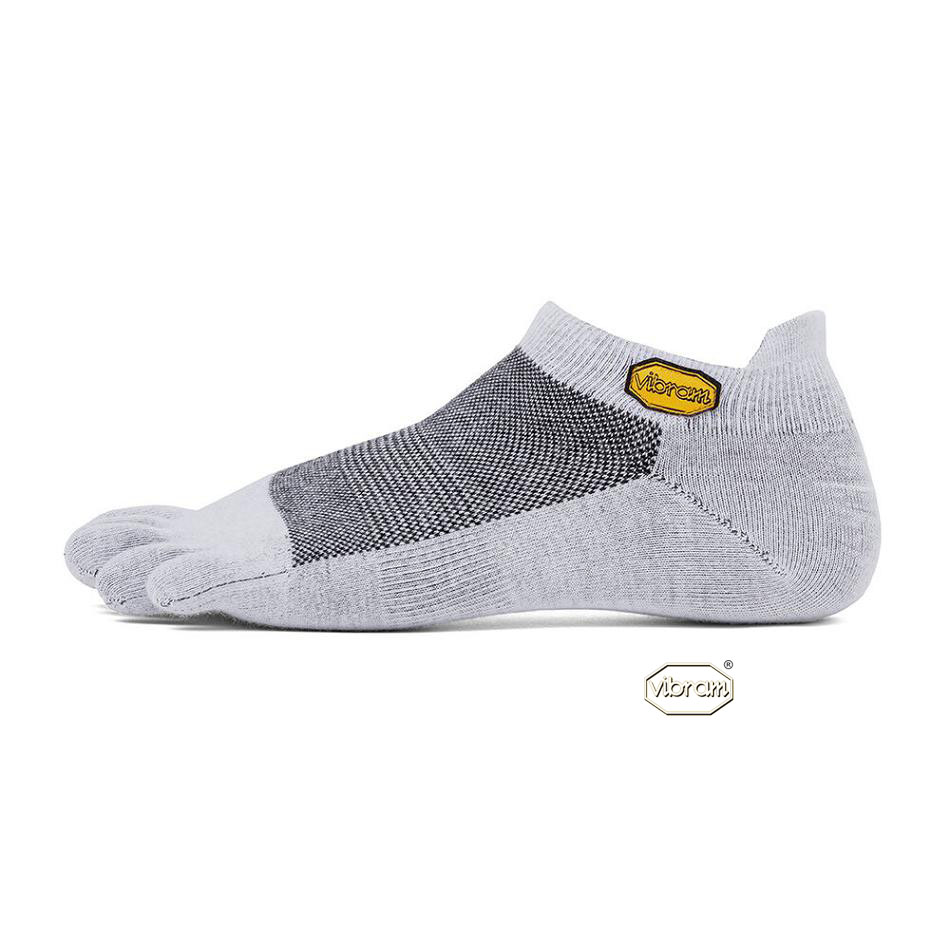 Men\'s Vibram 5TOE No Show Socks Light Grey | AUM45