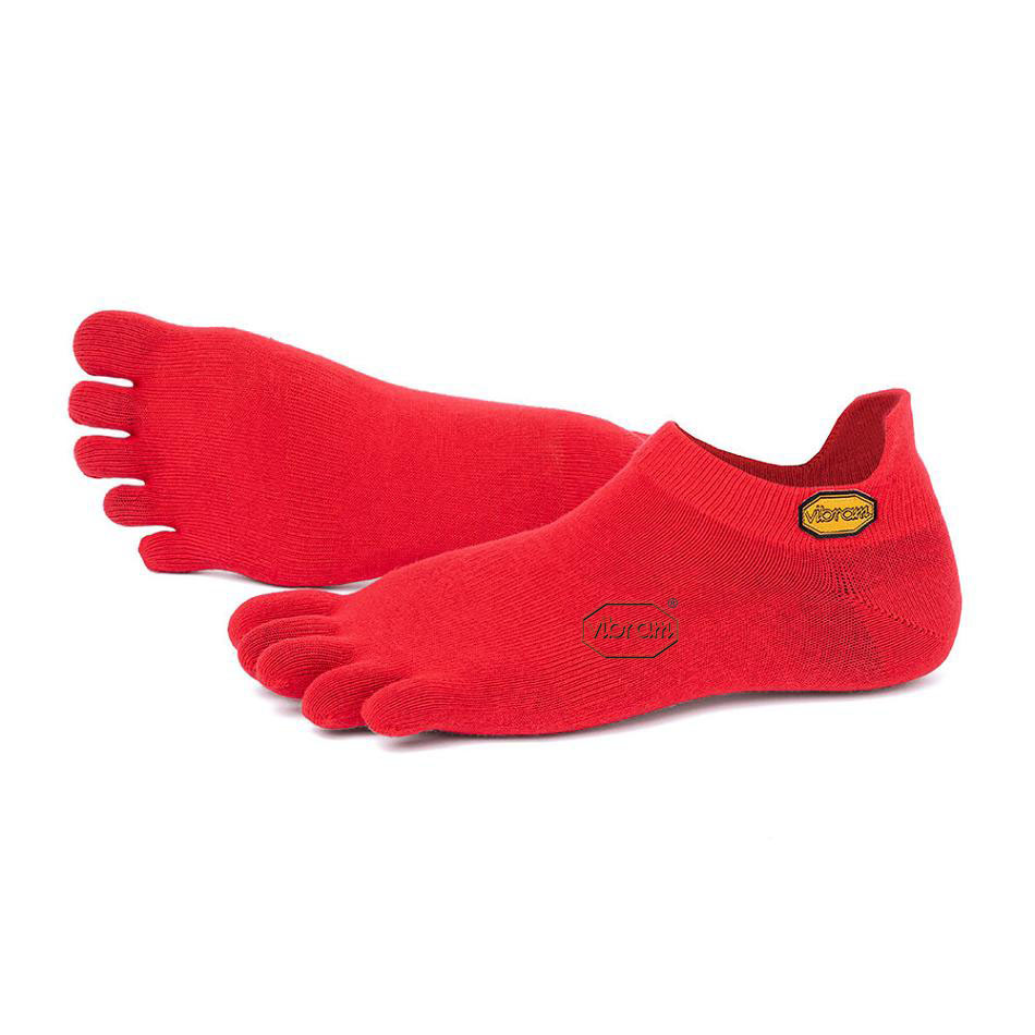 Men's Vibram 5TOE No Show Socks Red | AUP32