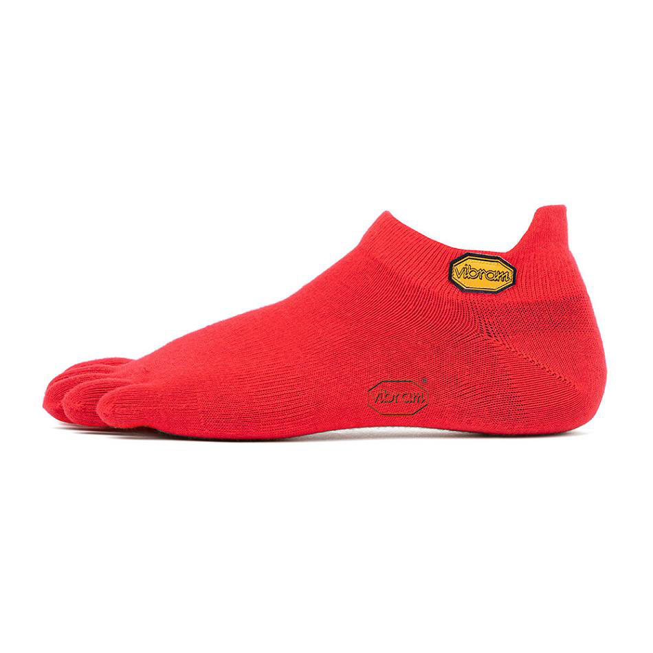 Men\'s Vibram 5TOE No Show Socks Red | AUP32