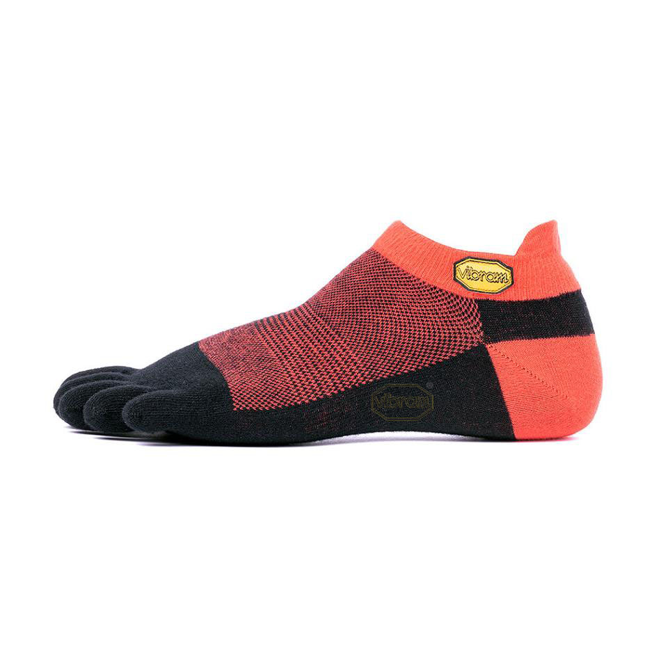 Men\'s Vibram 5TOE No Show Socks Red / Black | AUZ90