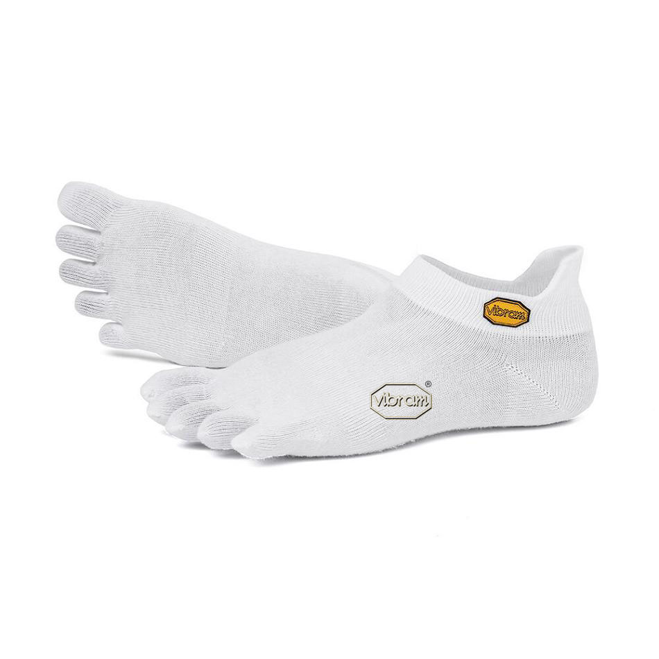 Men's Vibram 5TOE No Show Socks White | AUG10