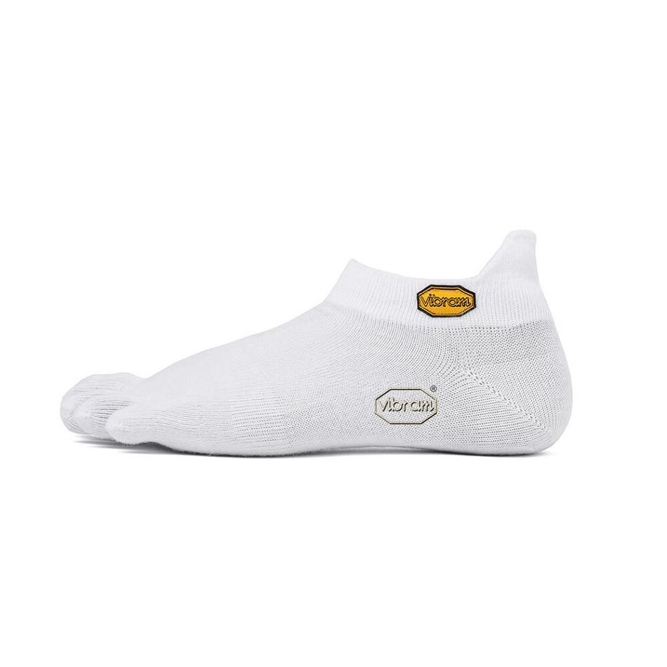 Men\'s Vibram 5TOE No Show Socks White | AUG10