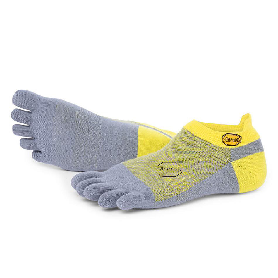 Men's Vibram 5TOE No Show Socks Yellow / Grey | AUY27