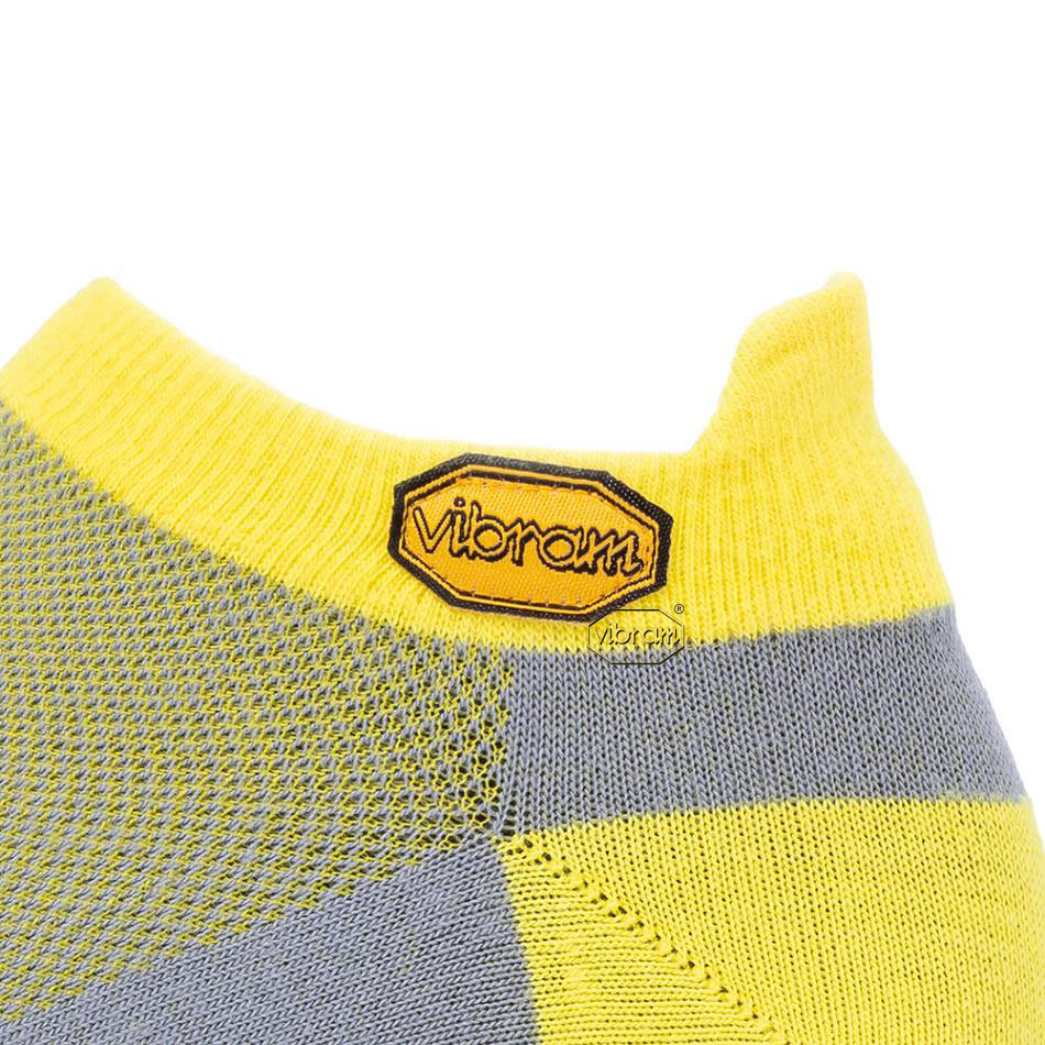 Men's Vibram 5TOE No Show Socks Yellow / Grey | AUY27