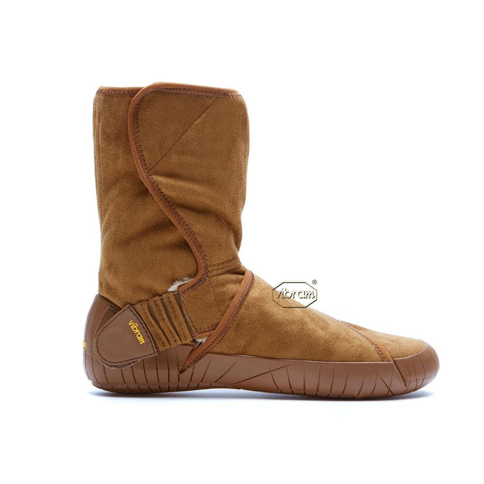 Men's Vibram Furoshiki Classic Shearling Mid Boots Brown | AUP05