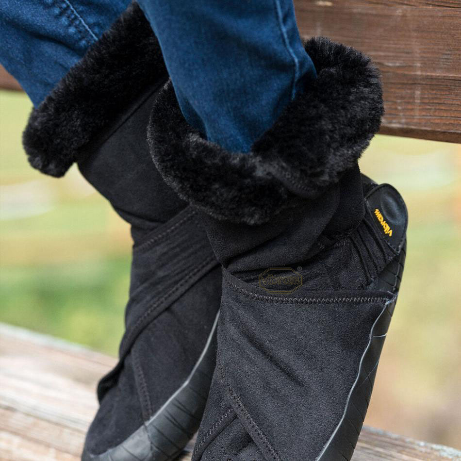 Men's Vibram Furoshiki Eastern Traveler Classic Shearling Mid Boots Black | AUH56