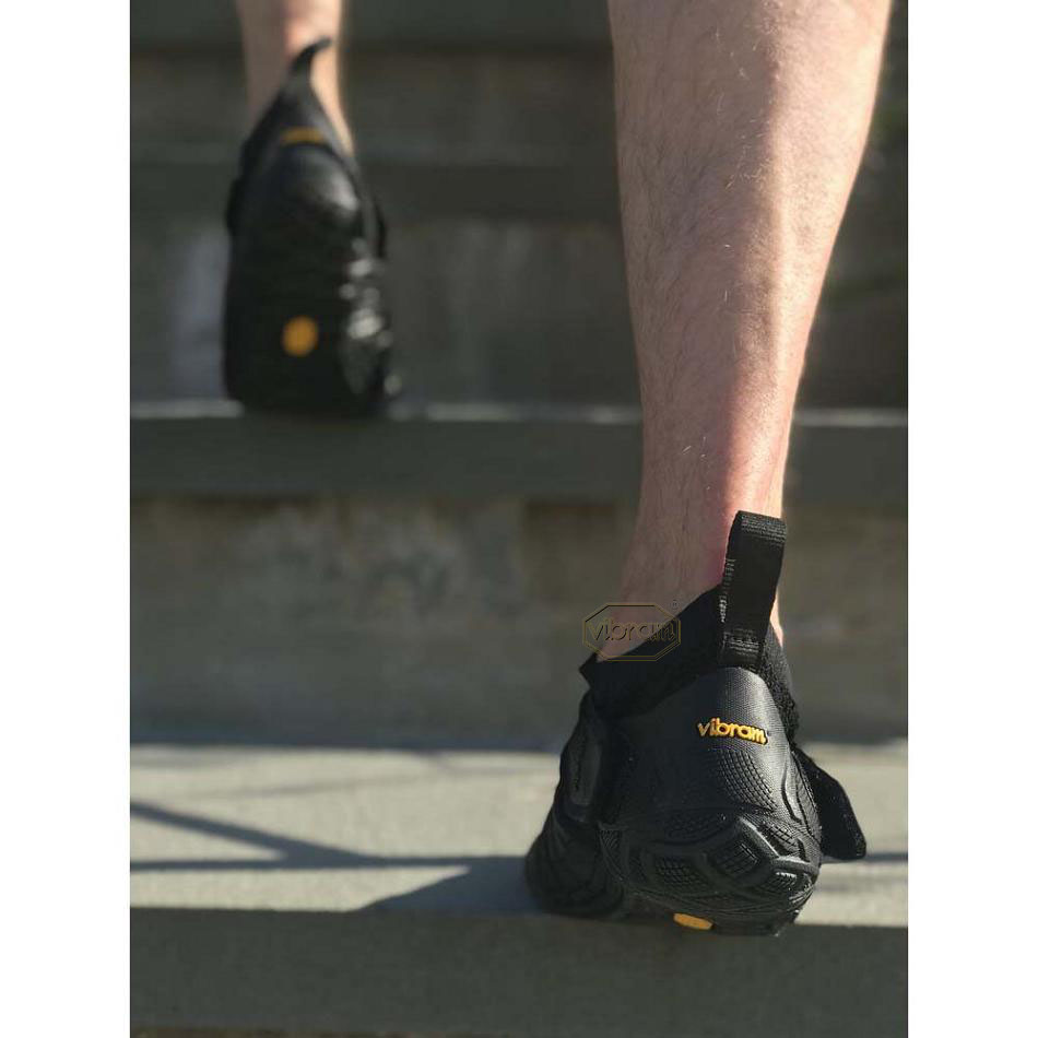 Men's Vibram Furoshiki Knit High Shoes Black | AUK82