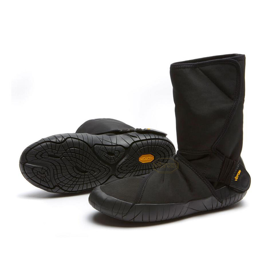 Men's Vibram Furoshiki New Yorker Mid Boots Black | AUD35