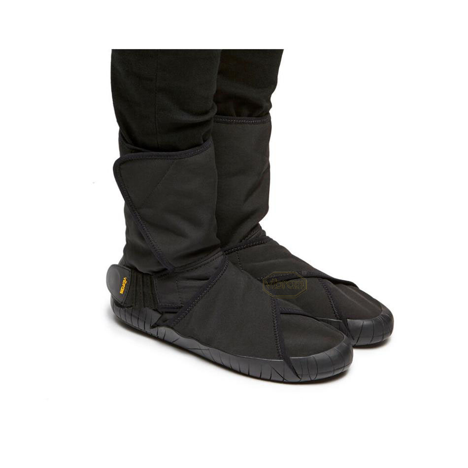 Men's Vibram Furoshiki New Yorker Mid Boots Black | AUD35