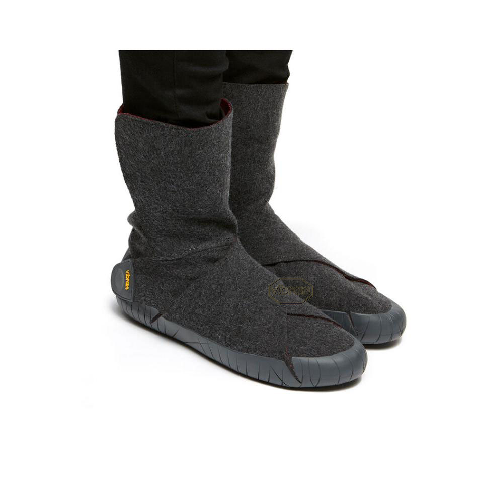 Men's Vibram Furoshiki Russian Felt Mid Boots Grey | AUF78