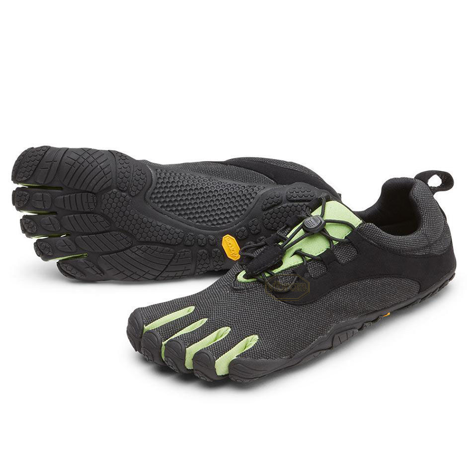 Men\'s Vibram V-Run Retro Running Shoes Black / Green / Black | AUQ49