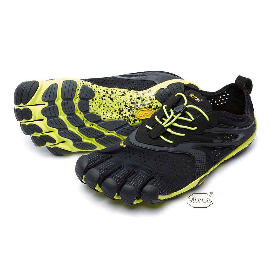 Men\'s Vibram V-Run Running Shoes Black / Yellow | AUG61