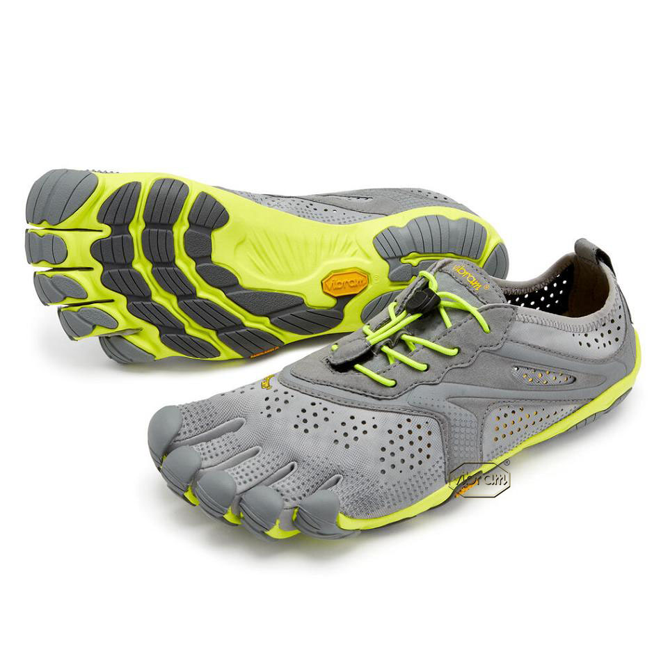 Men\'s Vibram V-Run Running Shoes Grey / Yellow | AUP77