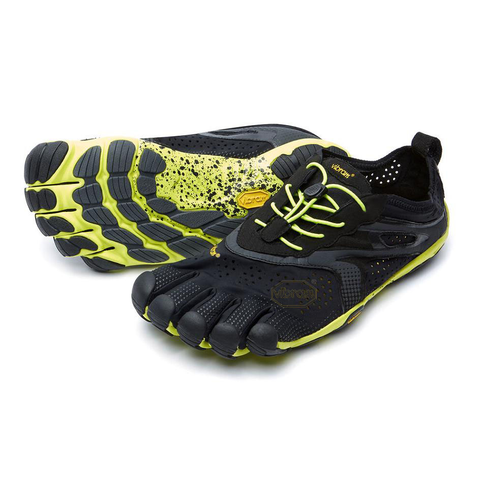 Men\'s Vibram V-Run Training Shoes Black / Yellow | AUH11