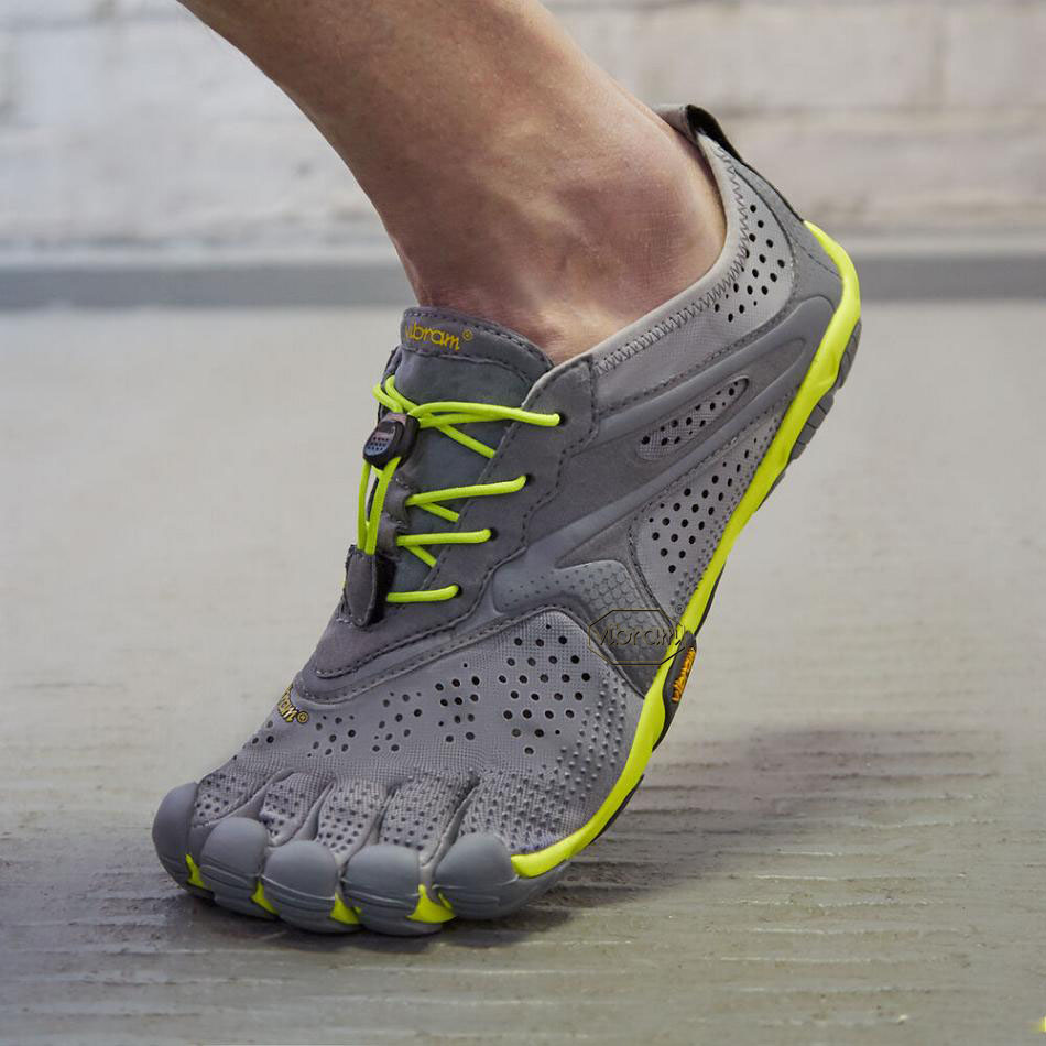 Men's Vibram V-Run Training Shoes Grey / Yellow | AUL38