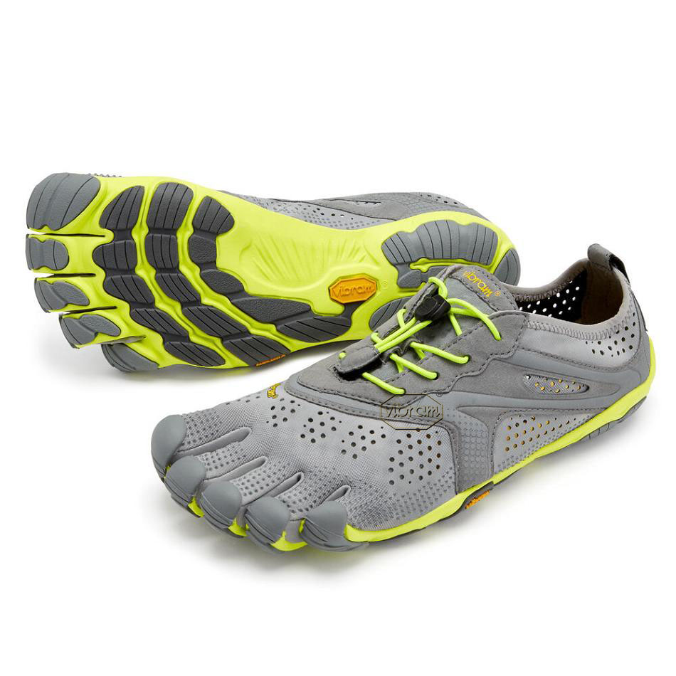 Men\'s Vibram V-Run Training Shoes Grey / Yellow | AUL38