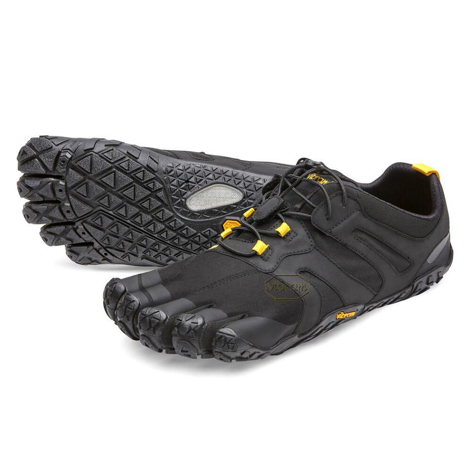 Men\'s Vibram V-Trail 2.0 Trail Running Shoes Black / Yellow | AUG55