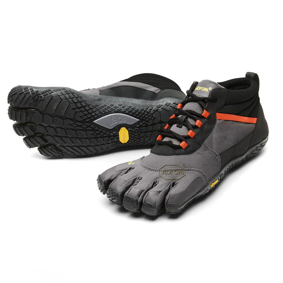 Men\'s Vibram V-Trek Insulated Hiking Shoes Black / Grey / Red | AUV18