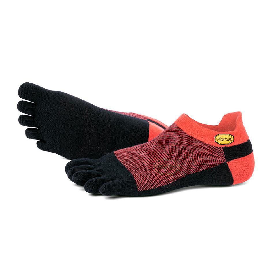 Women's Vibram 5TOE No Show Socks Red / Black | AUG13