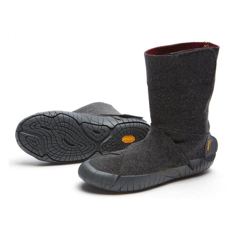 Women\'s Vibram Furoshiki Russian Felt Mid Boots Grey | AUB40