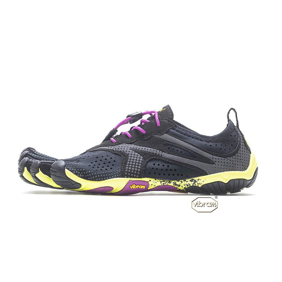 Women's Vibram V-Run Running Shoes Black / Yellow / Purple | AUA54