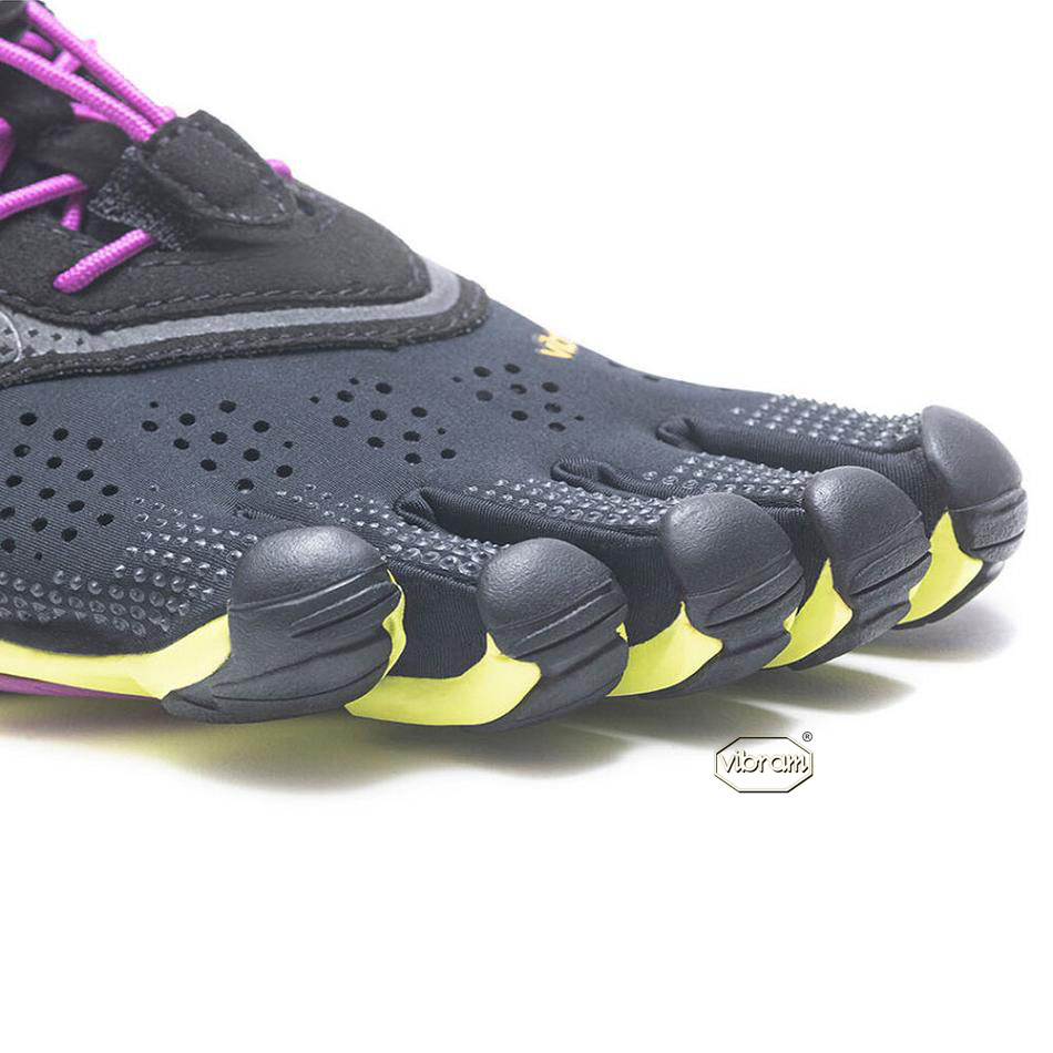 Women's Vibram V-Run Running Shoes Black / Yellow / Purple | AUA54