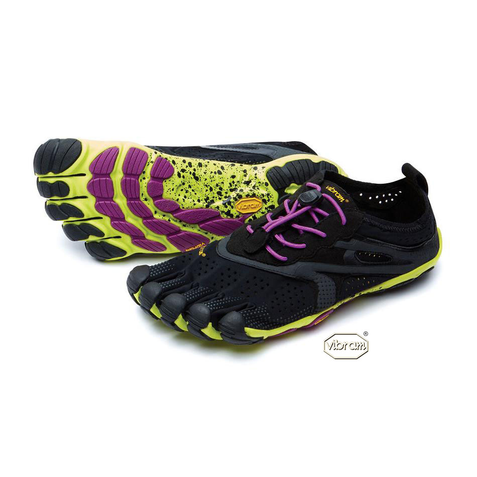 Women\'s Vibram V-Run Running Shoes Black / Yellow / Purple | AUA54