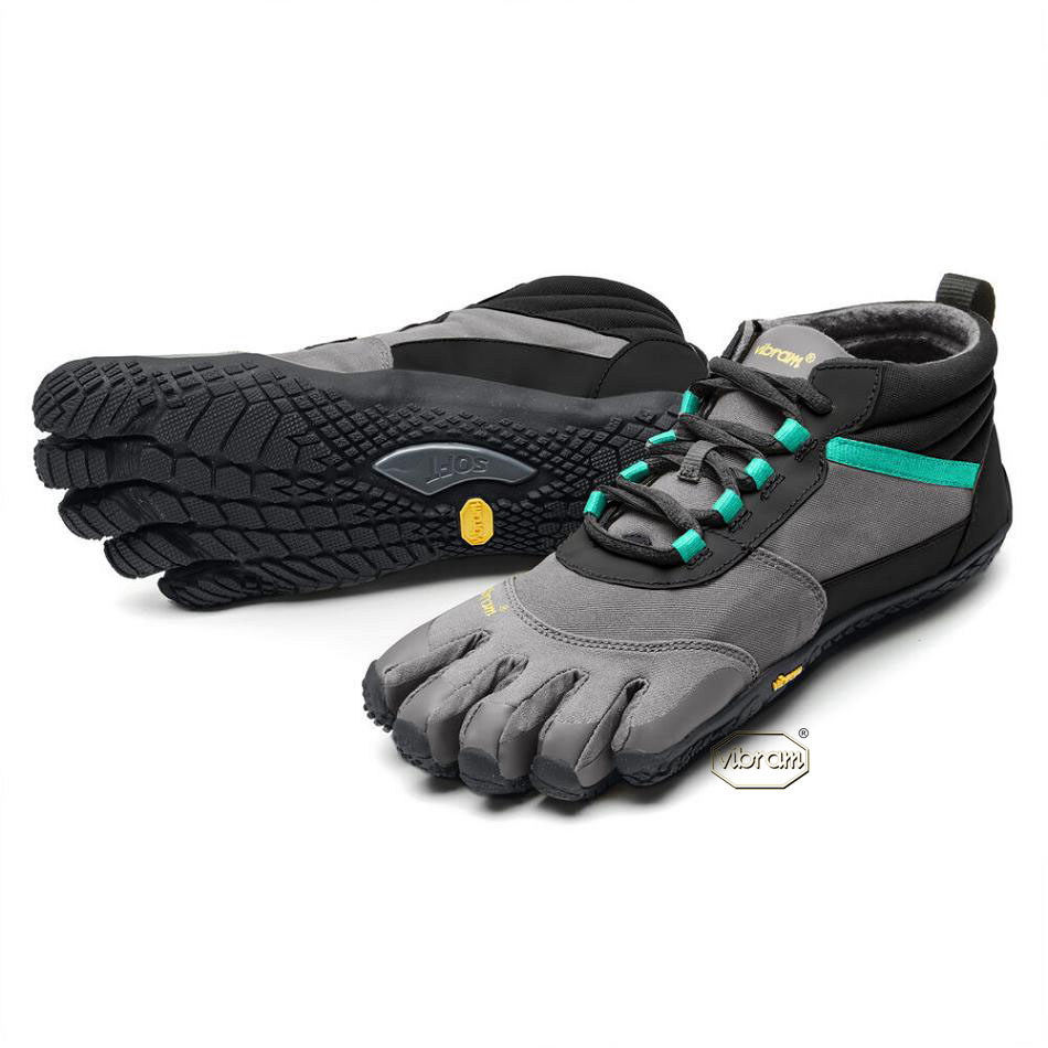 Women\'s Vibram V-Trek Insulated Casual Shoes Black / Grey / Green | AUR49