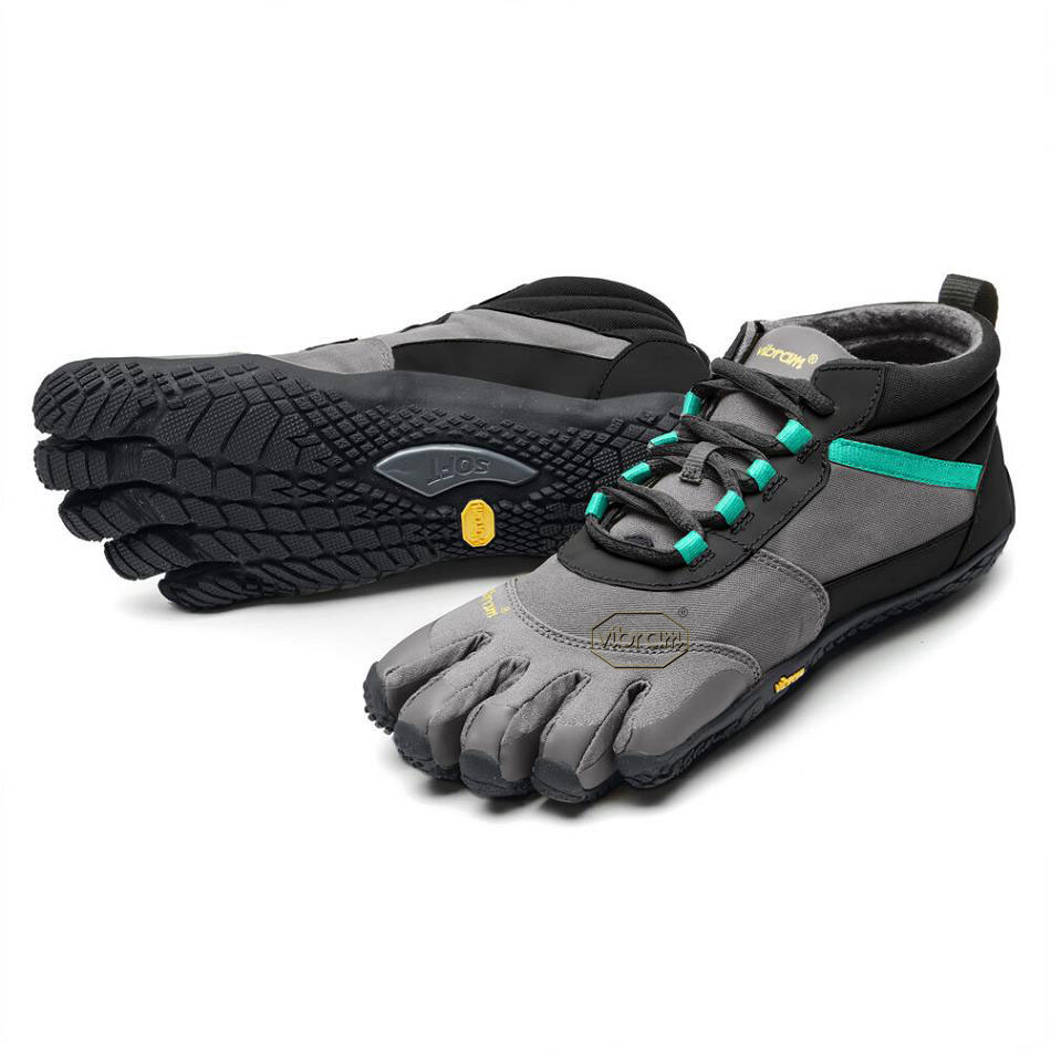 Women\'s Vibram V-Trek Insulated Hiking Shoes Black / Grey / Green | AUT95